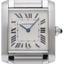CARTIER Tank Française MM Uhr W51003Q3 Edelstahl Herrenuhr Silber GEBRAUCHT