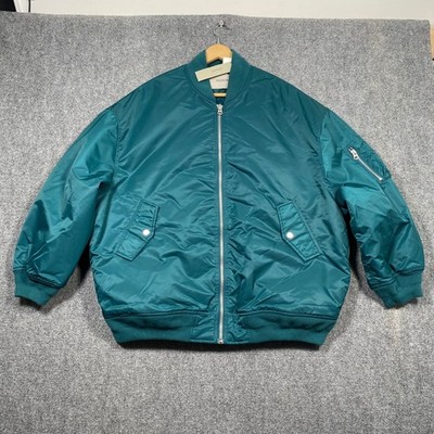 HUDSON Men Teal Quilted Bomber Jacket MA 1 Style Pockets Size M