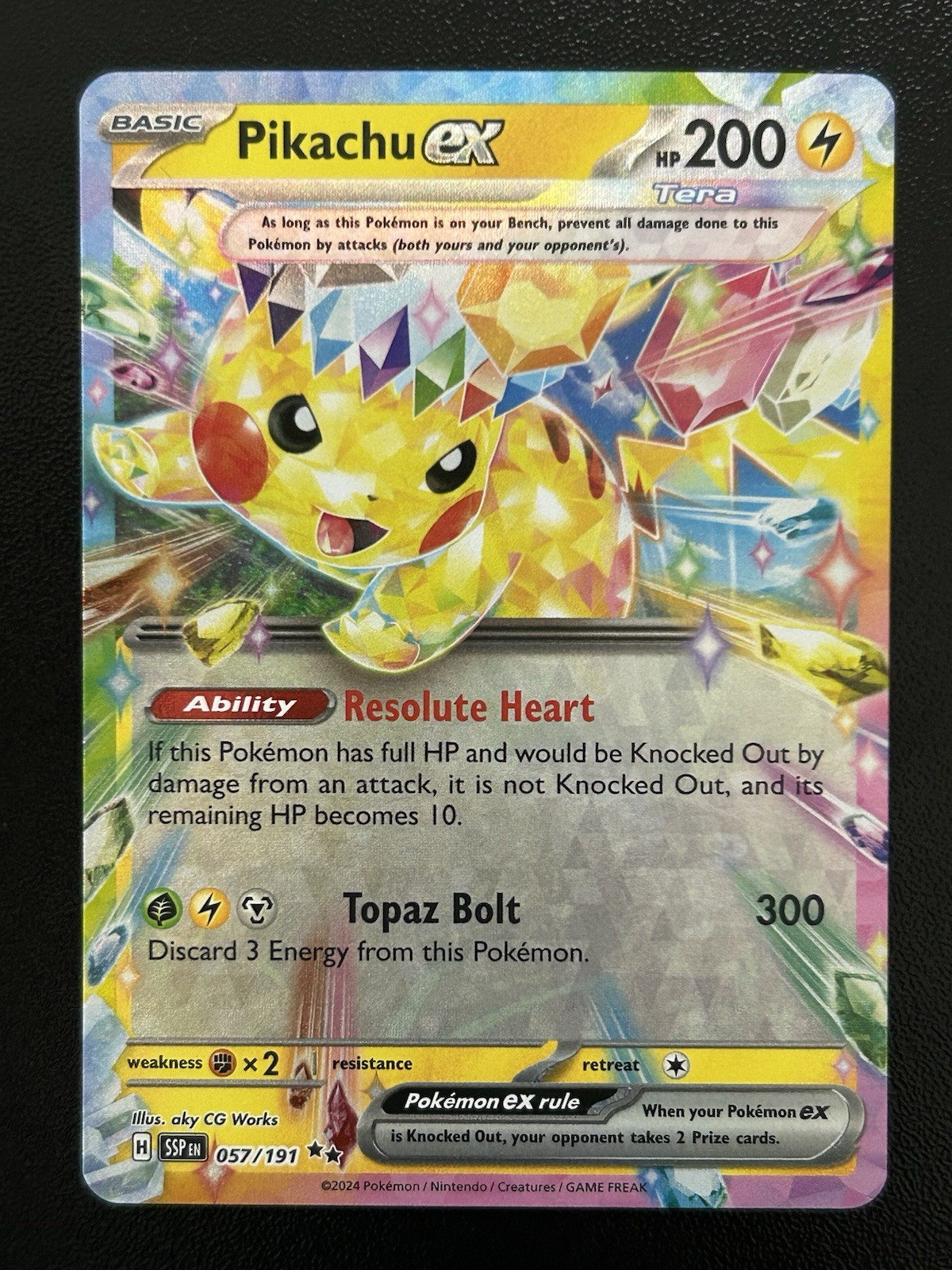 2024 Pokemon Surging Sparks PIKACHU EX Double Rare 057/191 Fresh NM (A)