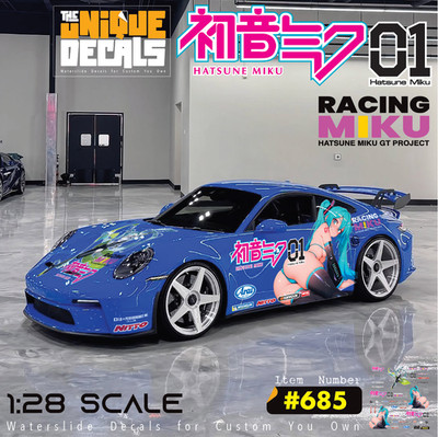 MIKU Anime Waterslide Decal White Toner CUSTOM 1/28-25-32 RC Model Diecast #685