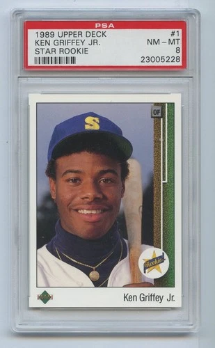1989 KEN GRIFFEY JR.  # 1  . UD Upper Deck . Seattle Mariners . PSA  NM MINT  8