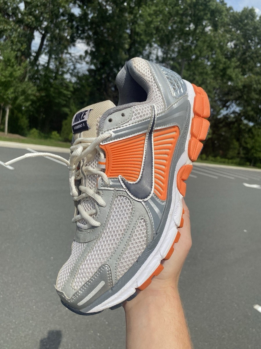 Size 10.5 - Nike Air Zoom Vomero 5 Platinum Tint Safety Orange | eBay
