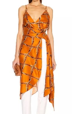 New NWT Jonathan Simkhai Saddle Equestrian Amber Combo Ruched Wrap Top Size US 2