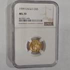 U.S. Mint 1999 American Gold Eagle $5 1/10 oz NGC MS70 Cert 8673071-008
