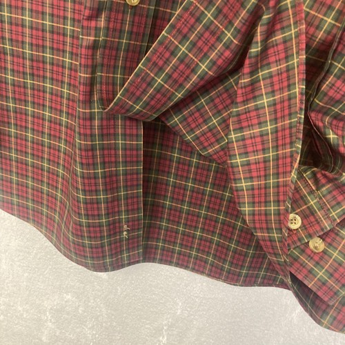 LL Bean Shirt Mens Large Tall LT Plaid Button Up Wrinkle Resistant Red Green - Picture 10 of 11