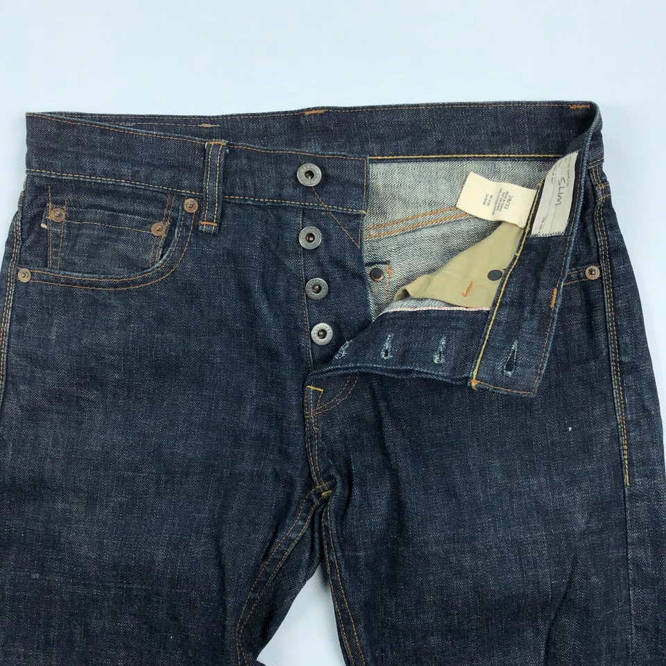 Pantalones de mezclilla Ralph Lauren para hombre 28x32 ribete ajustado botón mosca Foto 2 de 4