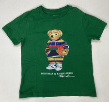 Polo Ralph Lauren Bear Graphic T-shirt Boys Size 5 Green Short Sleeve