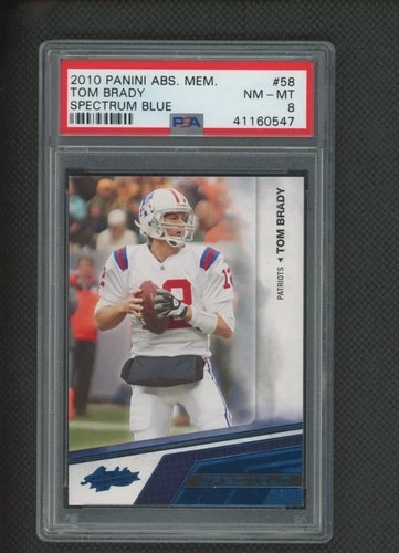 2010 ABSOLUTE SPECTRUM BLUE 14/75 TOM BRADY NEW ENGLAND PATRIOTS #58 PSA 8