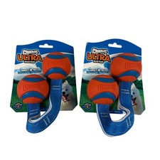 Chuckit Medium Ultra Duo-Tug Dog Toy Orange Blue 2-Pack Fetch Tug Toy Balls NEW