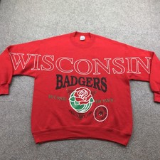 Vintage Wisconsin Badgers Sweatshirt Mens XL Red Football Rose Bowl Jerzees 90s