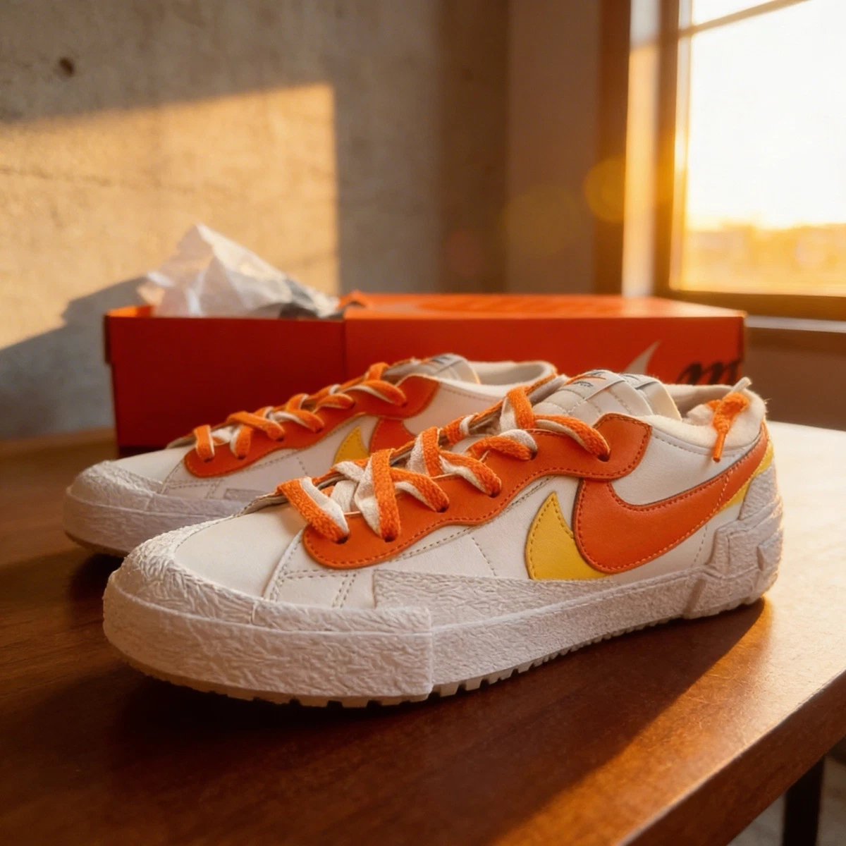 Nike sacai x Blazer Low Magma Orange | eBay