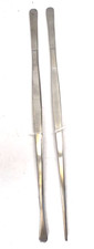 Lot of 2 Kitchen Tweezers 16" L Tongs Stainless Steel Serrated Multi Function