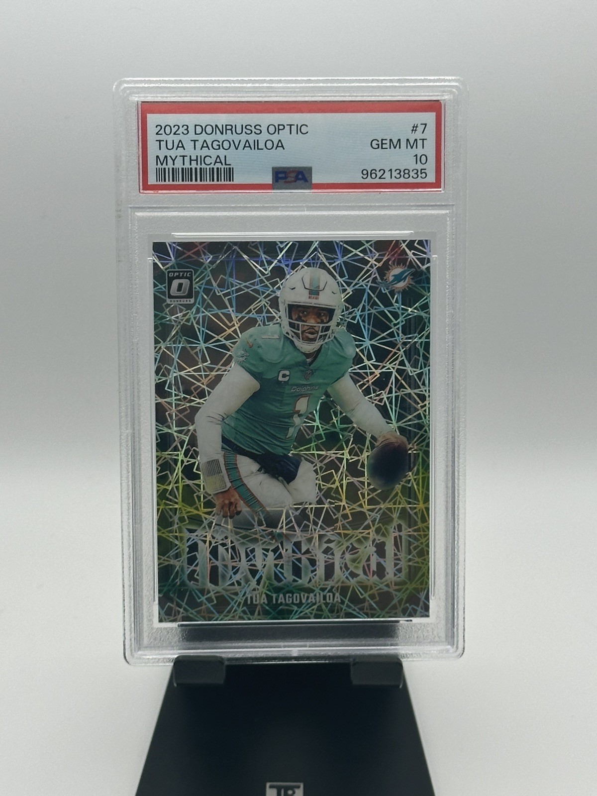 2023 Panini Donruss Optic Card #7 Tua Tagovailoa Mythical Lazer Graded PSA 10