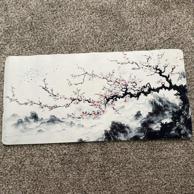 Large/XL Cloth Mouse Pad Desk Mat Cherry Blossom Landscape, 24x11 in