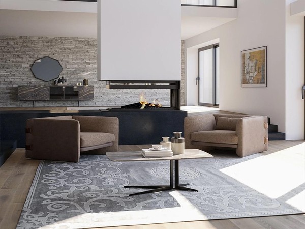 Moderne Designer 2X Sessel Polster Set Luxus Textil Wohnzimmer Couchtisch Neu-image