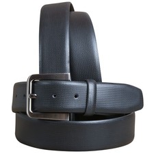 Black Texture Leather Dress Belt 100 Pure Italian Cow Genuine Formal
