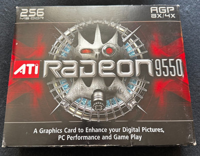 ATI Radeon 9550 256MB DDR AGP 8x Graphics Card w/ Box CD Manuals Vintage GPU