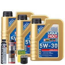 Motoröl 5W30 LIQUI MOLY Longlife Iii 3L +MANN Ölfilter +Spülung +Cera Tec
