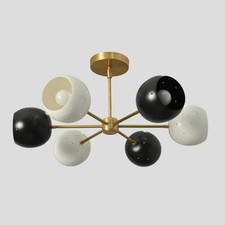 Image of Semi Flush Mount 6 Light Ceiling -Black & White Perforated Shade Modern light