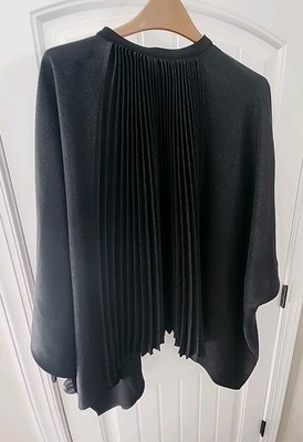 Ming Wang Shimmering Pleated Poncho sz L XL Dark Academia Whimsigoth Stretch