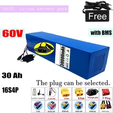 60V 30Ah 16S4P High Capacity Li-ion Battery with BMS for E-Bike E-Scooter