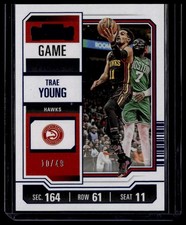 2023-24 Panini Contenders #92 Trae Young Game Ticket Blue #/49