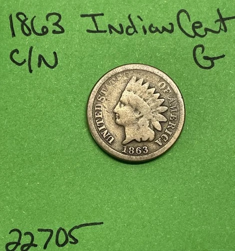 1863 Indian Head Cent 1c Good Copper-Nickel