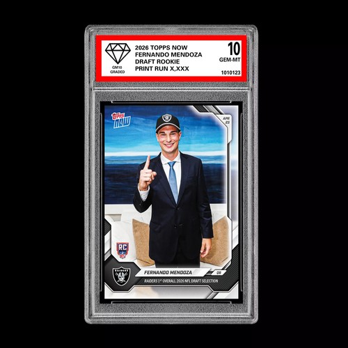 Graded 10 Fernando Mendoza  2025-26 TOPPS NOW RC Rookie Card Raiders PRESALE