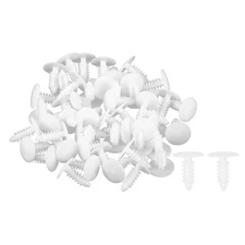 Universal 5mm Push Bumper Fastener Rivet Clips White - Pack of 50