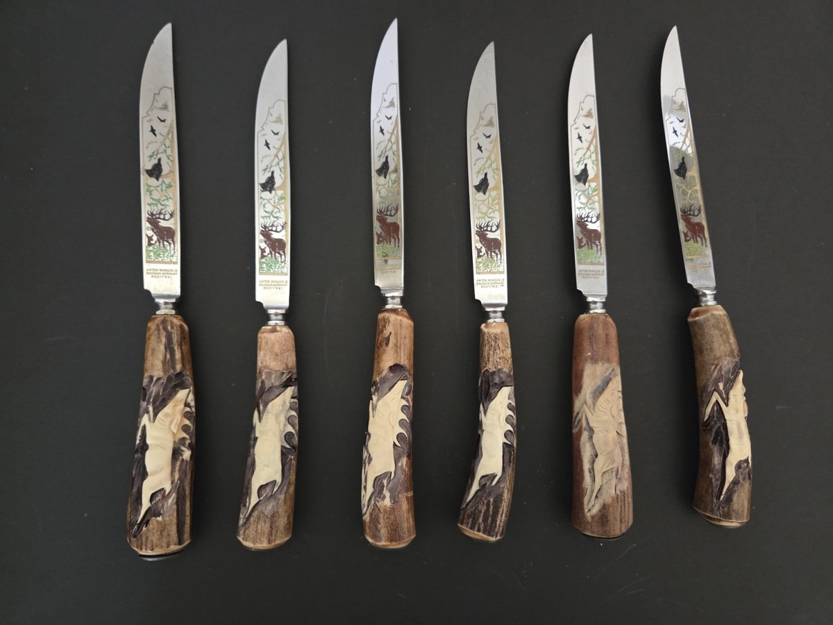 Anton Wingen Jr. Solingen-Germany Rostfrei Stag Handle 12 pc Knife
