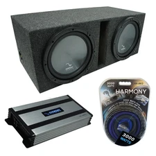 Universal Car Stereo Vented Port Dual 10" Harmony R104 Sub Box & HA-A800.1