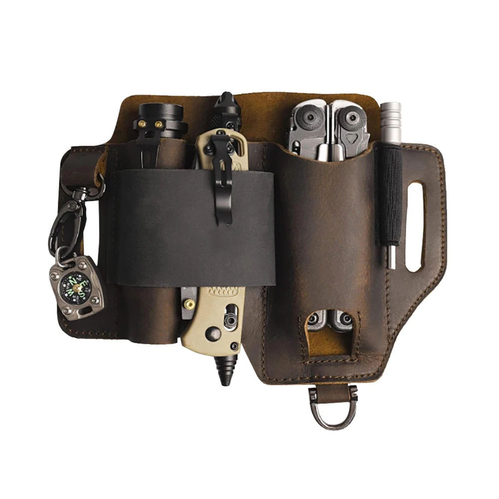 Multi-tool Leather Sheath Outdoor Pocket Organizer Storage Belt Waist Bag
