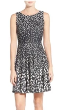 Sz.14 ELIZA J scuba Fit And Flare Black/White Knee Length Dress