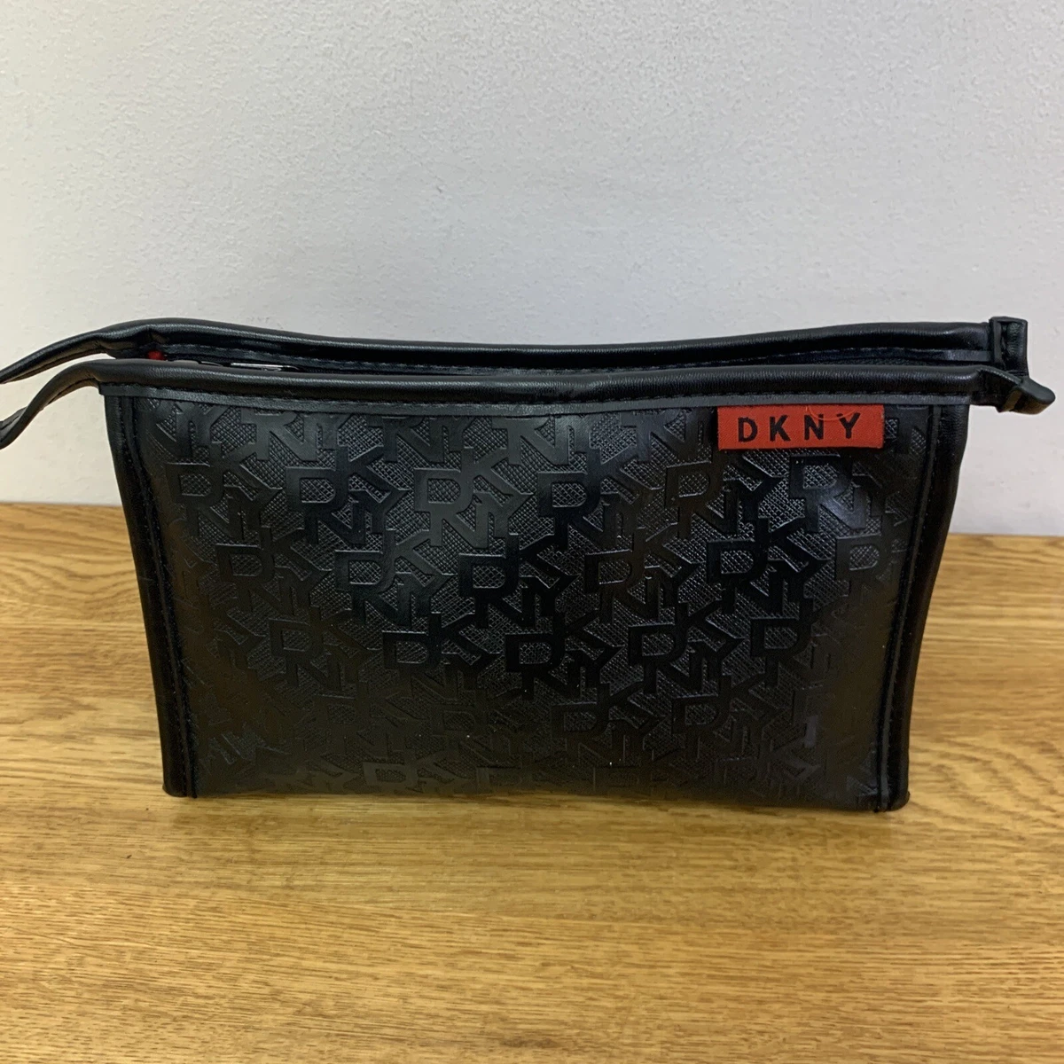 DKNY ladies black faux leather makeup bag