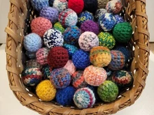 Hand Crocheted and Stuffed Cat Toy Balls - set of 10