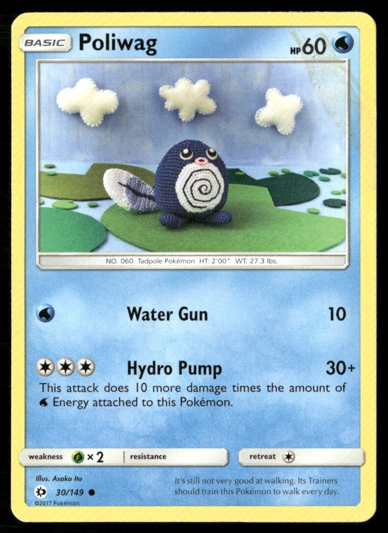 2017 Sun & Moon Set Pokemon Card 030  Poliwag LP