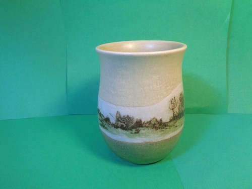 Country Scene w/Green Bottom Pottery Coffee Mug (Used/EUC) - Picture 2 of 12