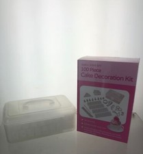 100 Pce Cake Decoration Set With Case Nozzles, Stencils, Piping Icing Cakes Bisc