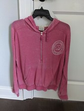 Ivory Ella Distressed 1/4 Zip Up Pullover Hoodie Size M Medium