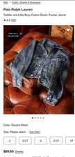 Polo Ralph Lauren Big Boys L 14-16 American Flag Patch Denim Trucker Jacket
