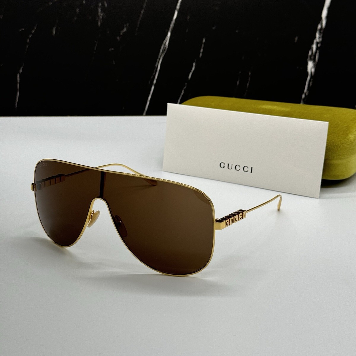 NEW GG1436S 002 GUCCI GOLD BROWN OVERSIZED WOMEN GUCCI NEW GG1436S 002 GUCCI GOLD BROWN OVERSIZED WOMEN GUCCI