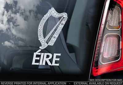 Eire Sticker Eire - Car Window Sticker - Ireland Celtic Harp Irish Decal Sign Rugby ...