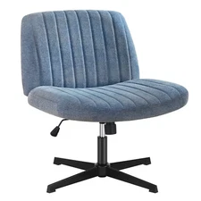 Adjustable Height Armless Cross Legged Chair with Comfy Fabric - No Wheels