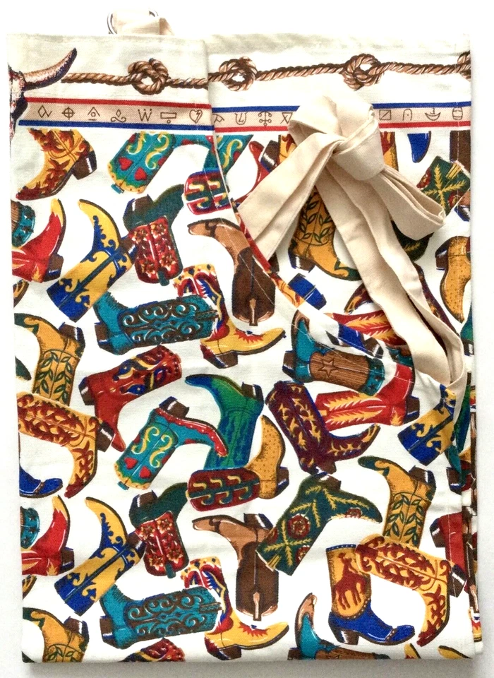 KAY DEE Designs Chef Bib Apron 'Barn Dance' Cowboy Boots Cotton NEW! CRISP!! - Image 2 of 4