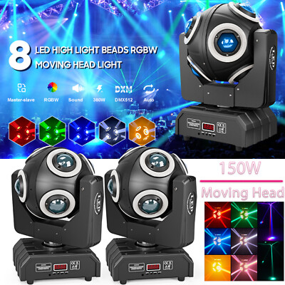 2Stück 150W 8 LED Beam Moving Head Licht RGBW DMX512 Bühnenlicht DJ Halloween DE