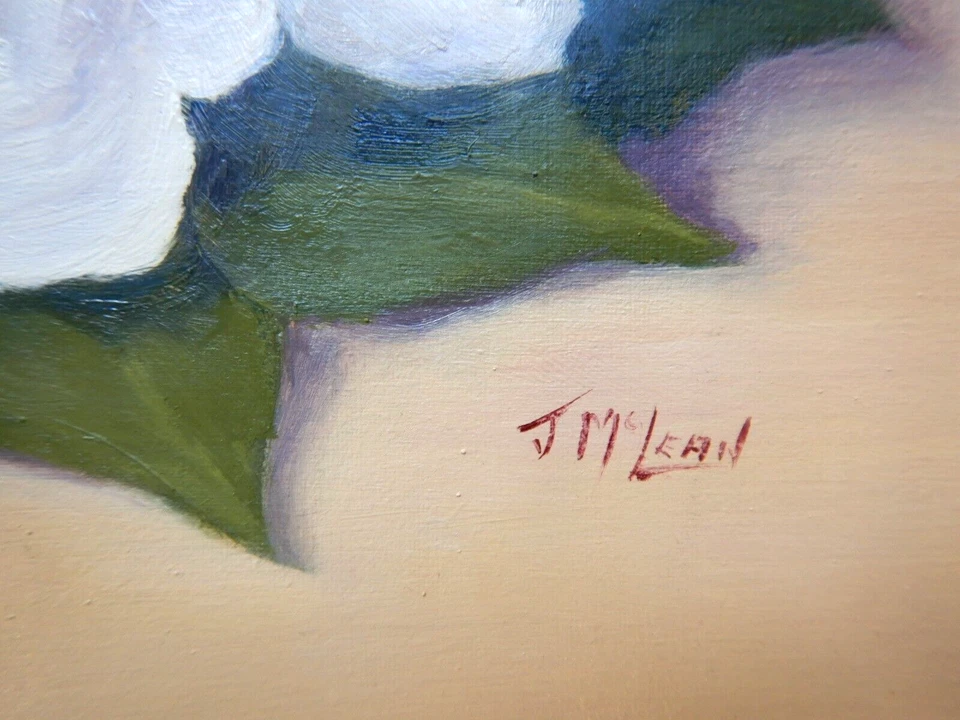 AUSTRALIAN OIL PAINTING STILL LIFE BLUE AND WHITE BEAUTY BY JOAN McLEAN P18 - image 4 of 4