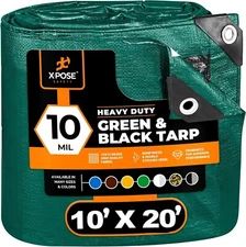 Heavy Duty Poly Tarp 10 Feet x 20 Feet 10 Mil Thick Waterproof, UV Blocking Prot