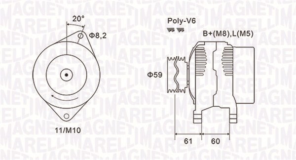MAGNETI MARELLI 063731643010 Alternator for CITROËN,FIAT,PEUGEOT