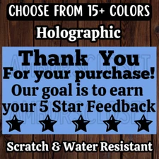 50 THANK YOU STICKERS 2.25" LABELS SEALS FEEDBACK REVIEW SHOP SCRATCH RESISTANT