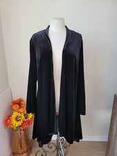 Marina Black Velour Cardigan Jacket Plus Size 1x Mid Length Open Front Dressy